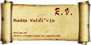 Radda Valéria névjegykártya